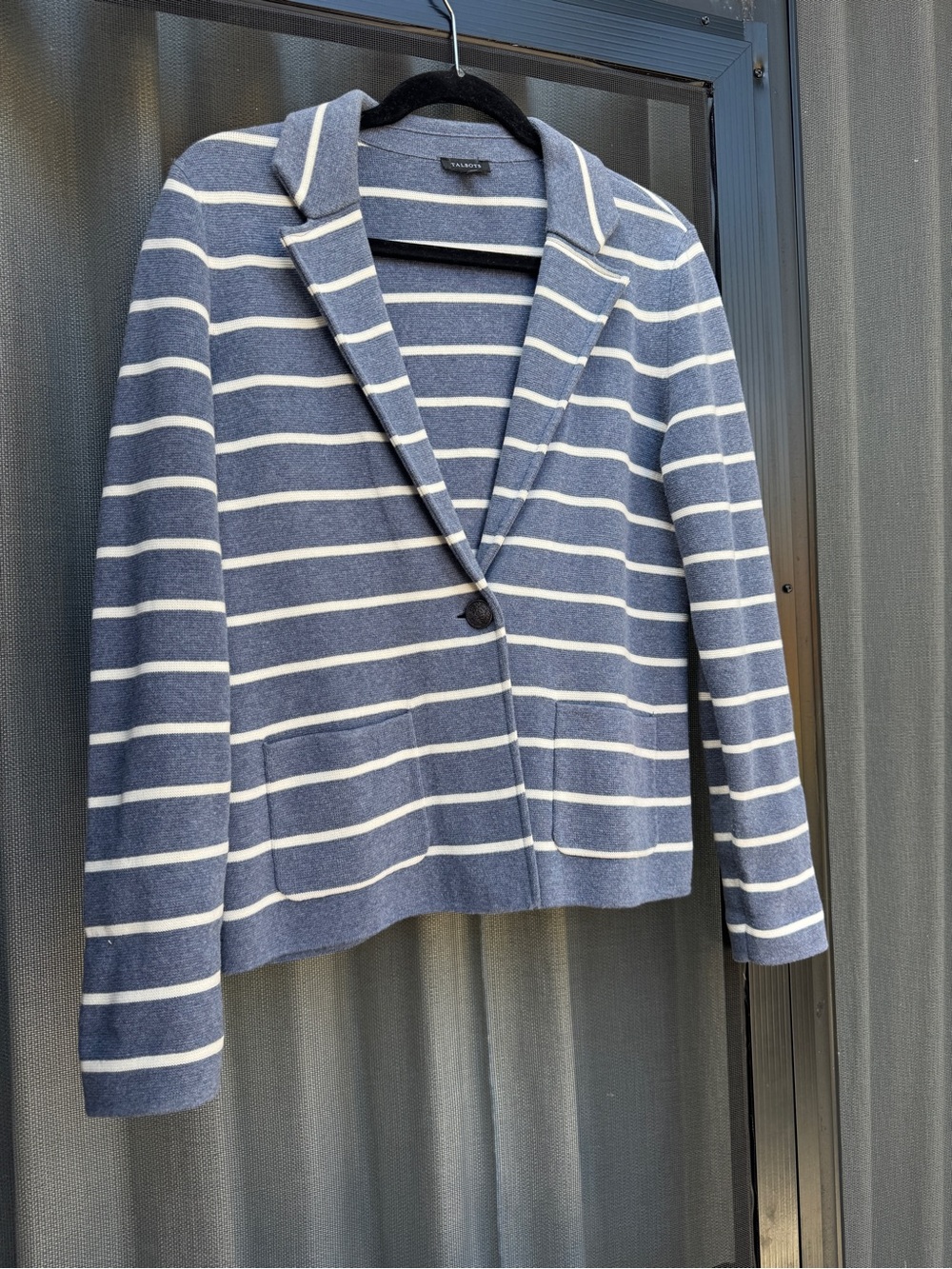 Talbots Striped Navy and White Blazer Jacket - Women S